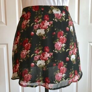 Tobi Black Floral A-line Mini Circle Skirt